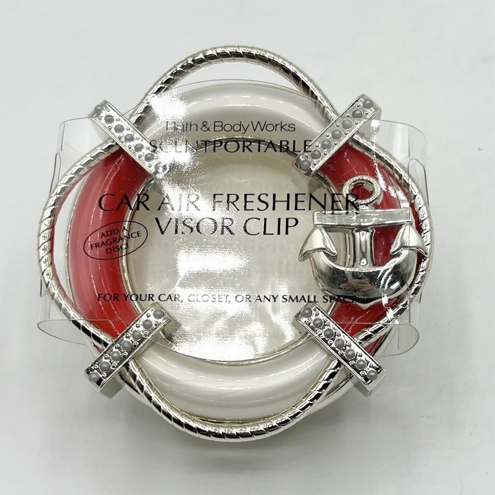 Bath & Body Works Scentportable Holder Red Anchor Ship Lifesaver Car Visor Clip